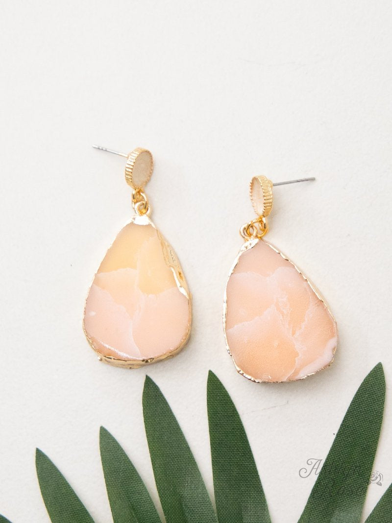 Makes you Stand out Stone Earrings, Peach