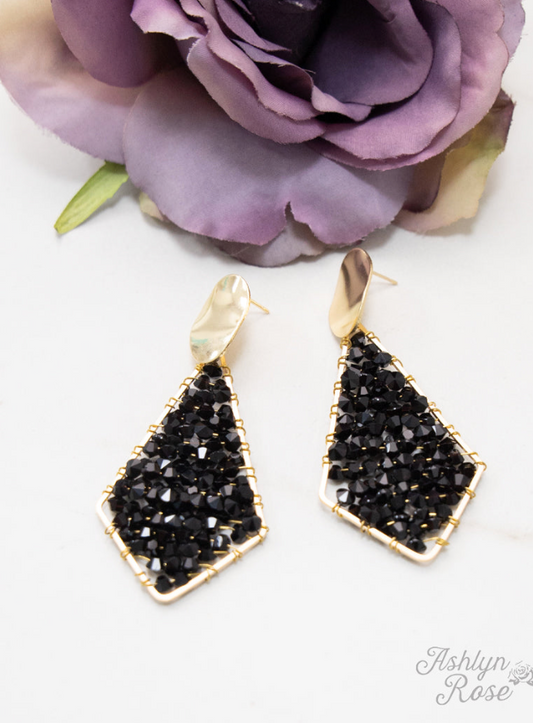 Evening Allure Drop Earrings, Iridescent Black