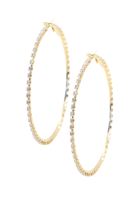 Large Golden & Crystal Glow Hoops