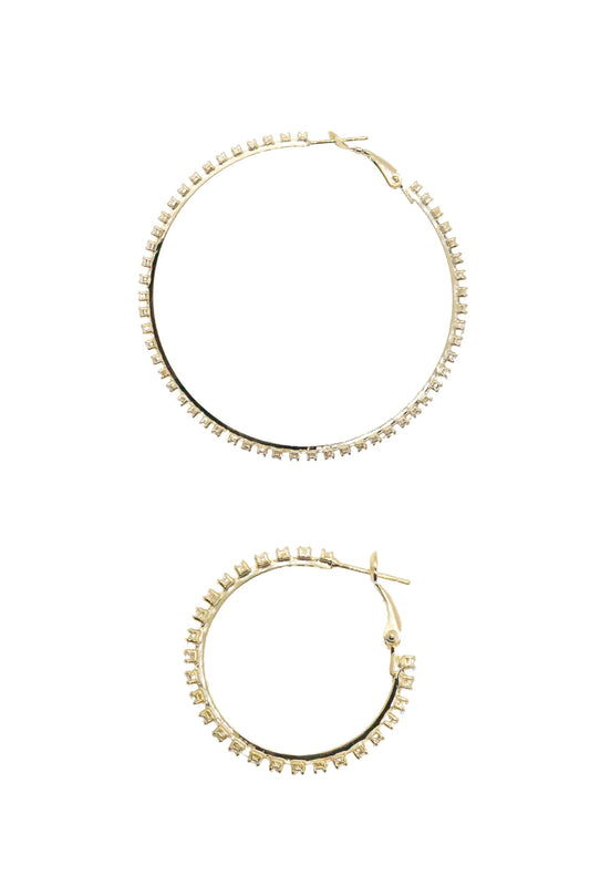 Large Golden & Crystal Glow Hoops