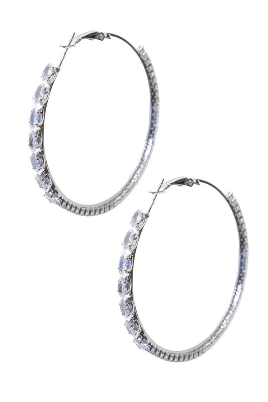 Large Silver Hoop Wit Crystal