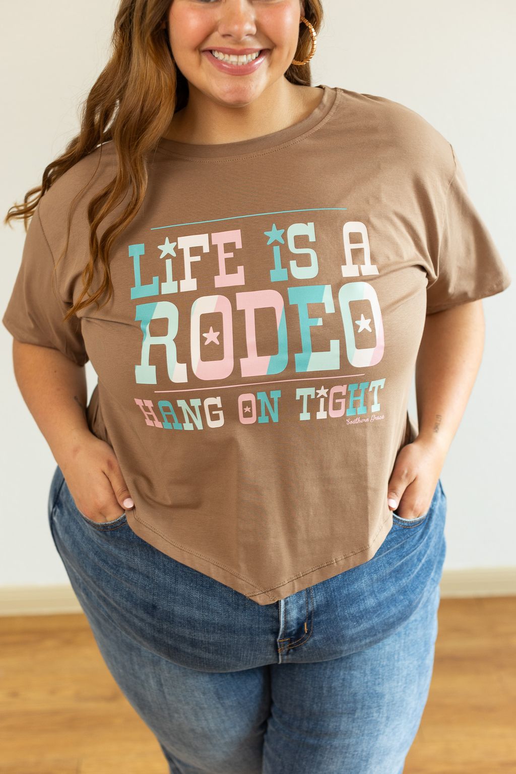 Life is a Rodeo Mom Crop, Tan