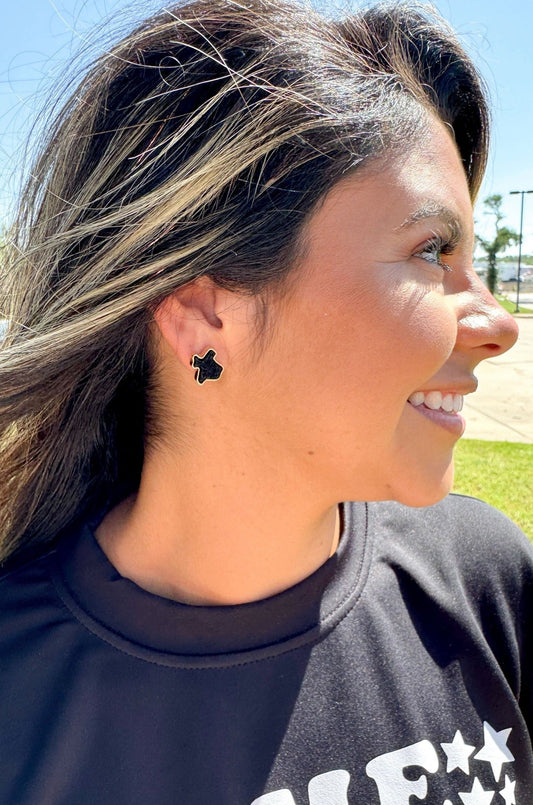 Texas On My Mind Druzy Stud Earrings, Black