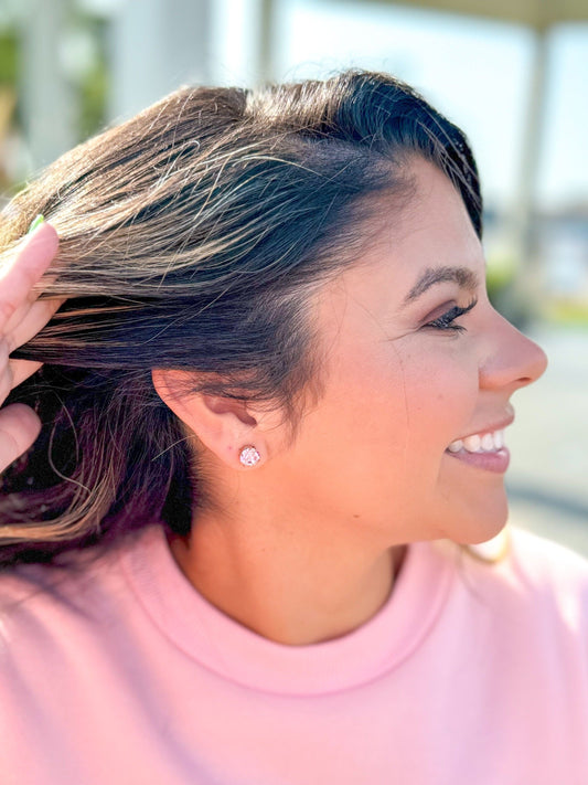 Pink Crystal Stud Earrings