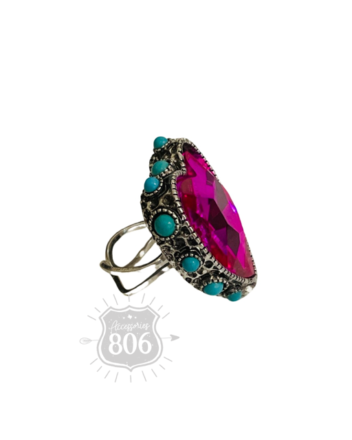 Pink Panache Brands - Rhinestone heart ring: Fuchsia