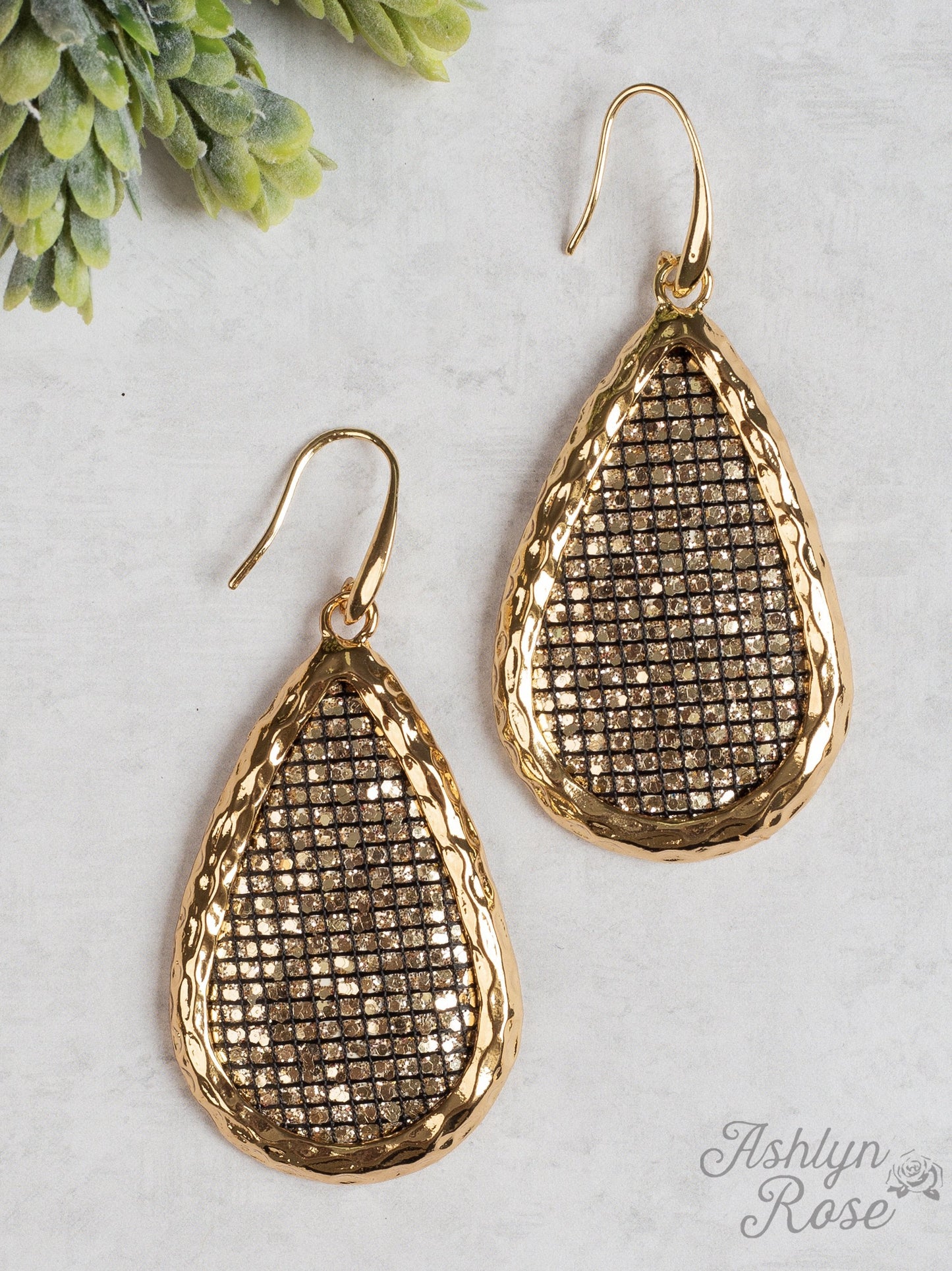 Believe in Love Teardrop Earrings with Gold Casing, Rose Gold