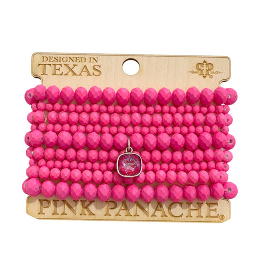 Pink Panache Brands - Hot pink faceted bead bracelet stack, Austrian crystal: Pink