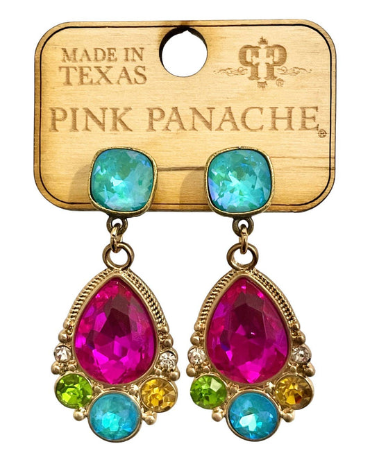 Pink Panache Brands - Fancy fuchsia and turquoise earring, Austrian crystal: Multi-Color