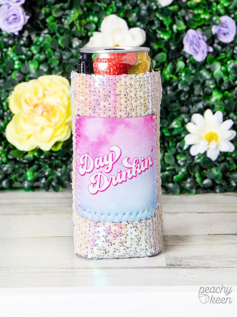 Day Drinkin' Sequin Slim Can Cooler